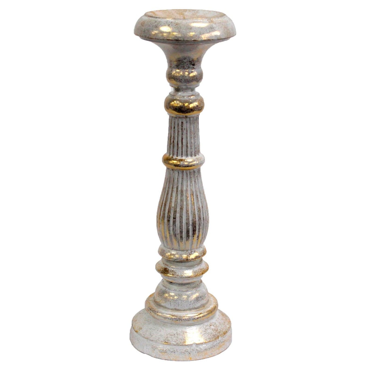 Large Candle Stand - White Gold - 40 cm