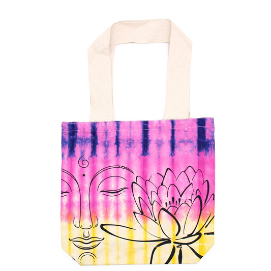 Tye-Dye Cotton Bag (6oz) - 38x42x12cm - Lotus Buddha - Multi Col - Natural Handle
