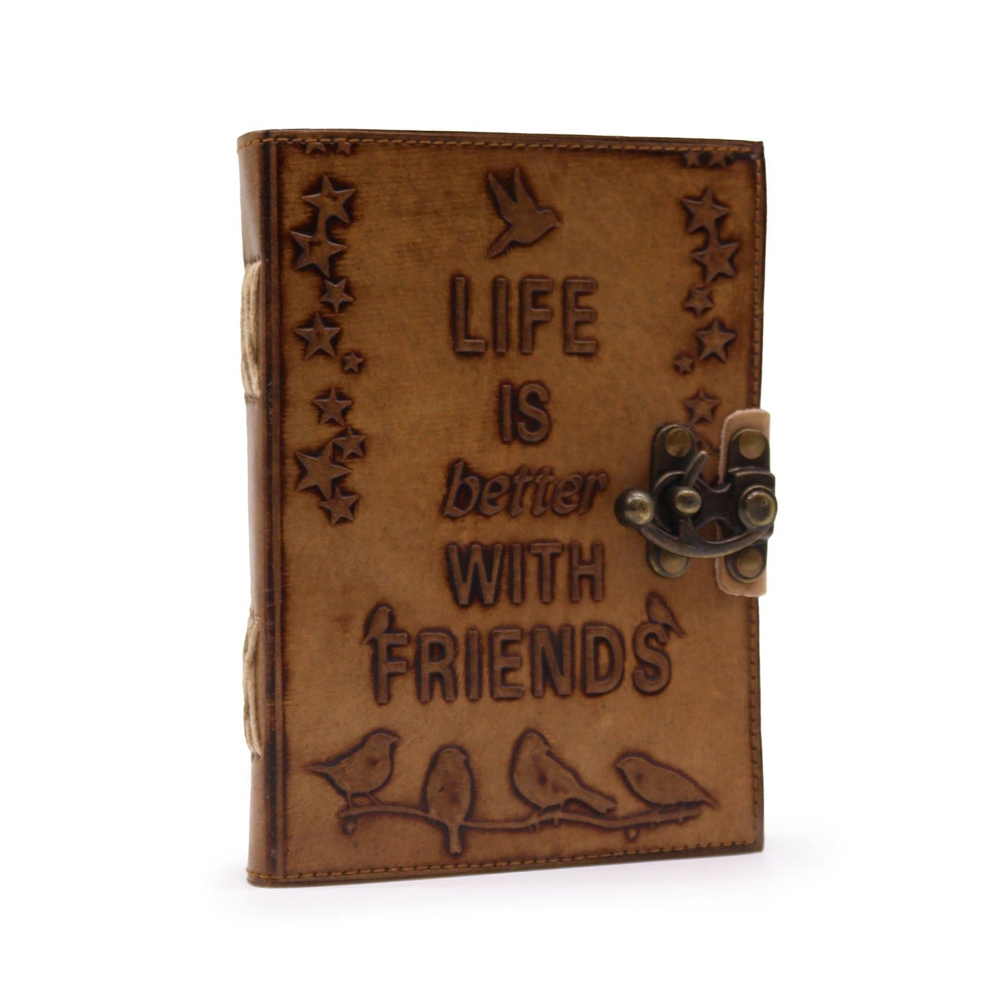 Leather Journel - Plain Paper - Life is Better with Friends
