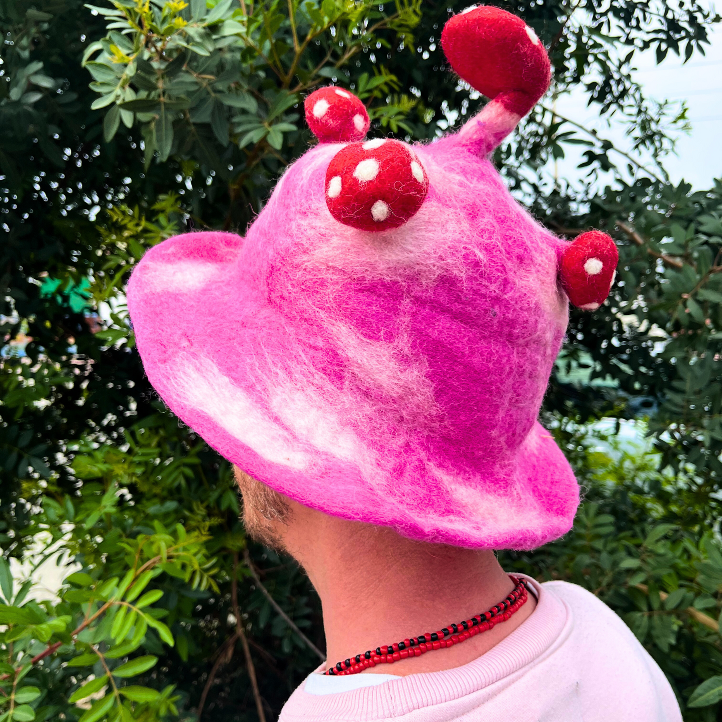 Felted Mushroom Hat - Shocking Pink