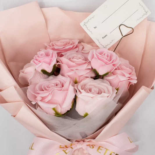 1x Large Pink Roses Bouquet - Love is Eternal - Gift Card