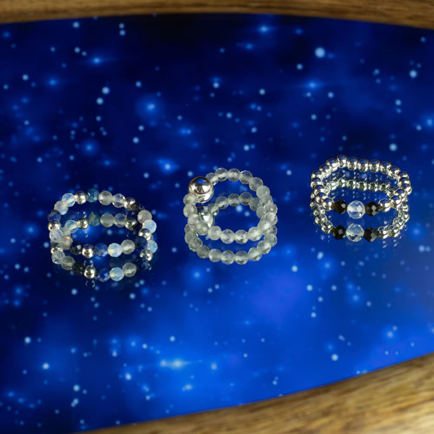 1x Nymph Spirit Gemstone Ring Set - Northern Lights