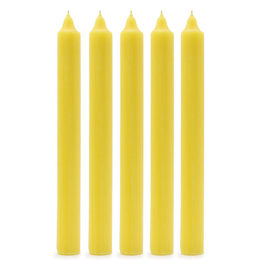 Solid Colour Dinner Candles - Rustic Lemon - Pack of 5