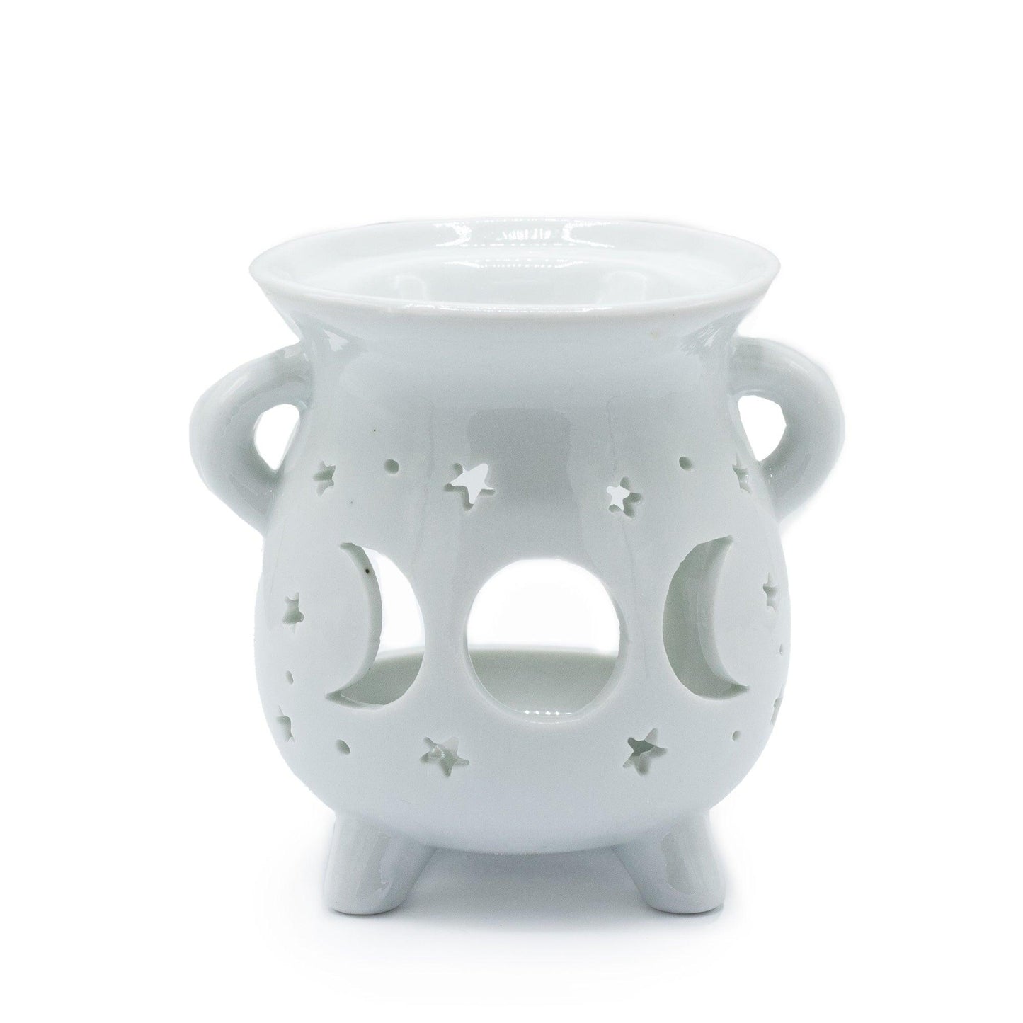 Cauldren Oil Burner - Moon Phase - White