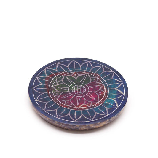 Soapstone Disc Incense Holder - Lotus in Lotus