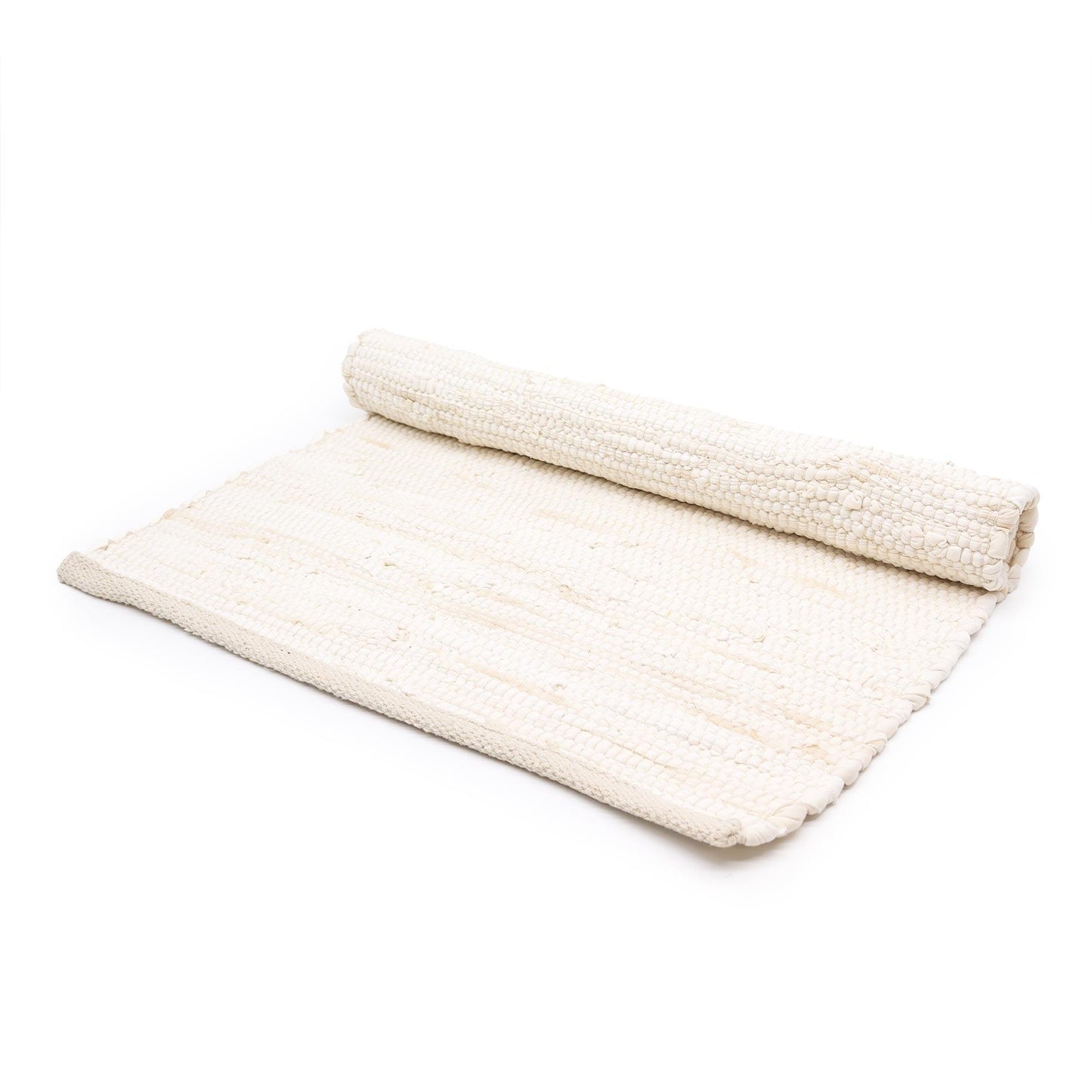 Medium Indian Handloom Cotton Rug - Cream- 90 x 150cm