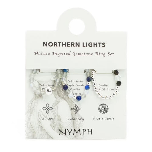 1x Nymph Spirit Gemstone Ring Set - Northern Lights