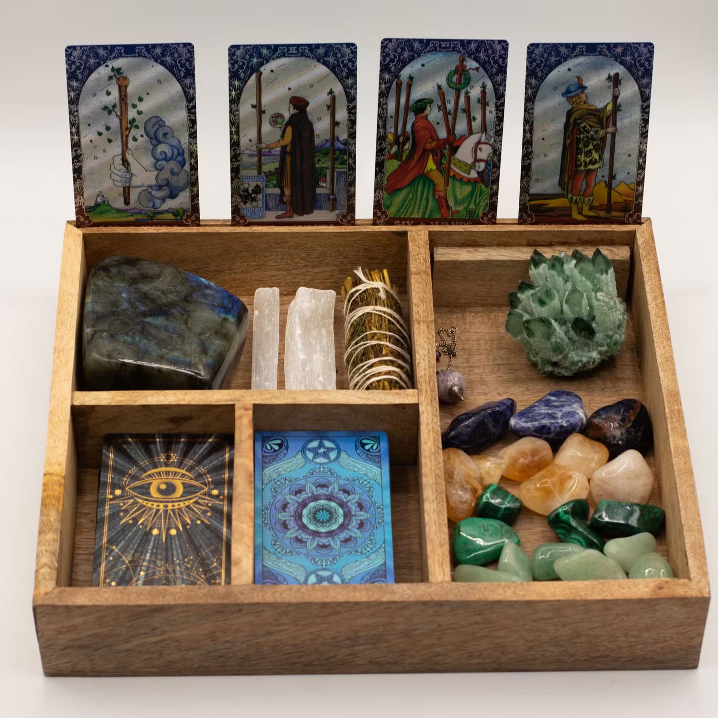 1x Four Section Tarot Box with Card Holder
