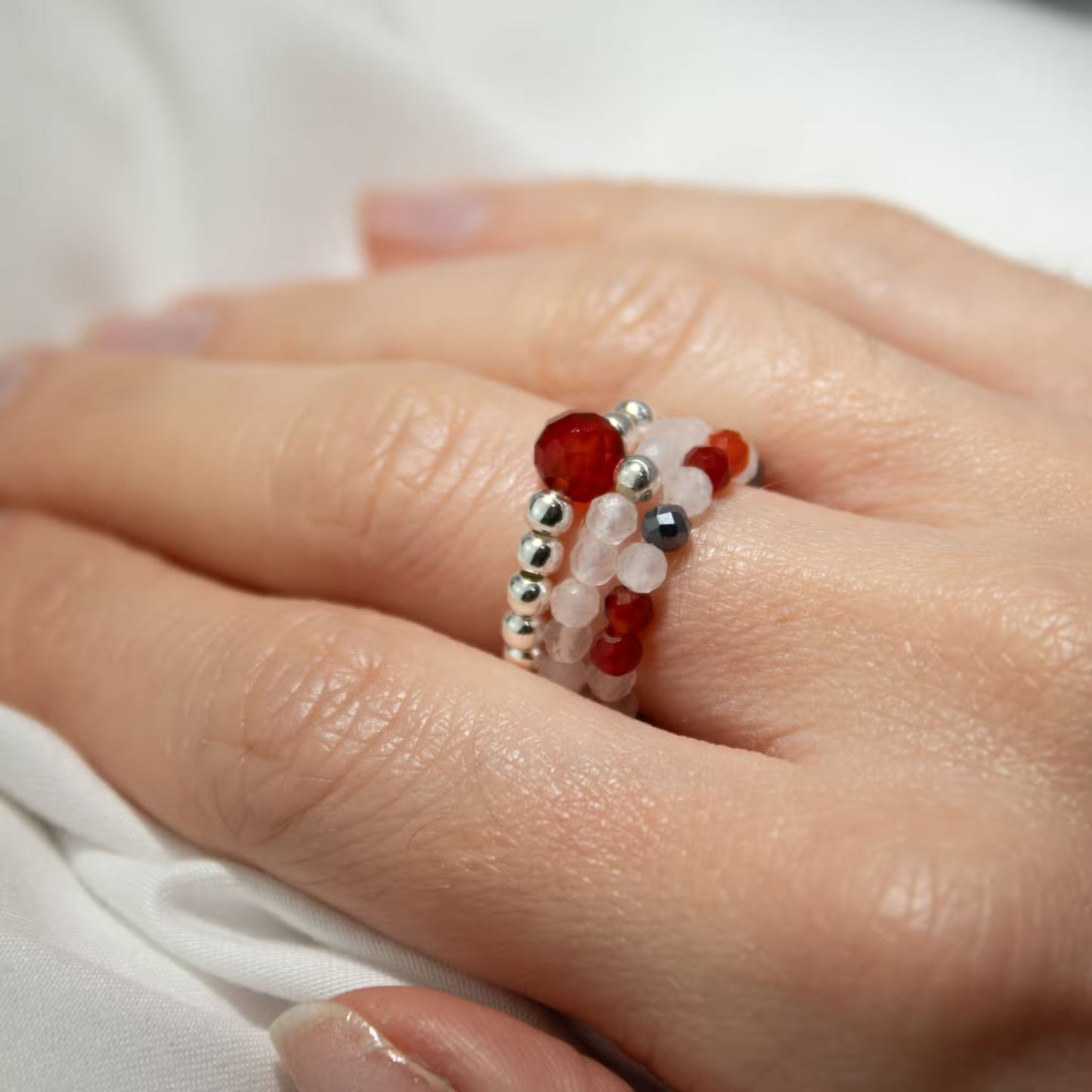 1x Nymph Spirit Gemstone Ring Set - Love & Flame