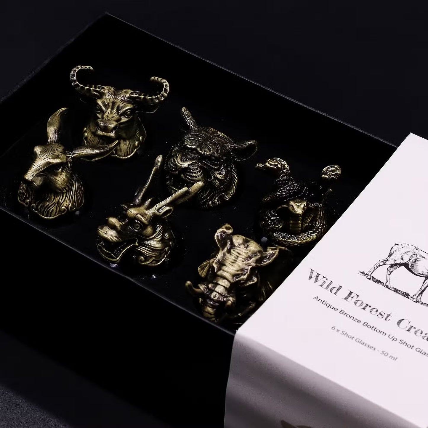 Gift Set of 6 Glasses (50ml) - Mystical Creatures - Antique Bronze