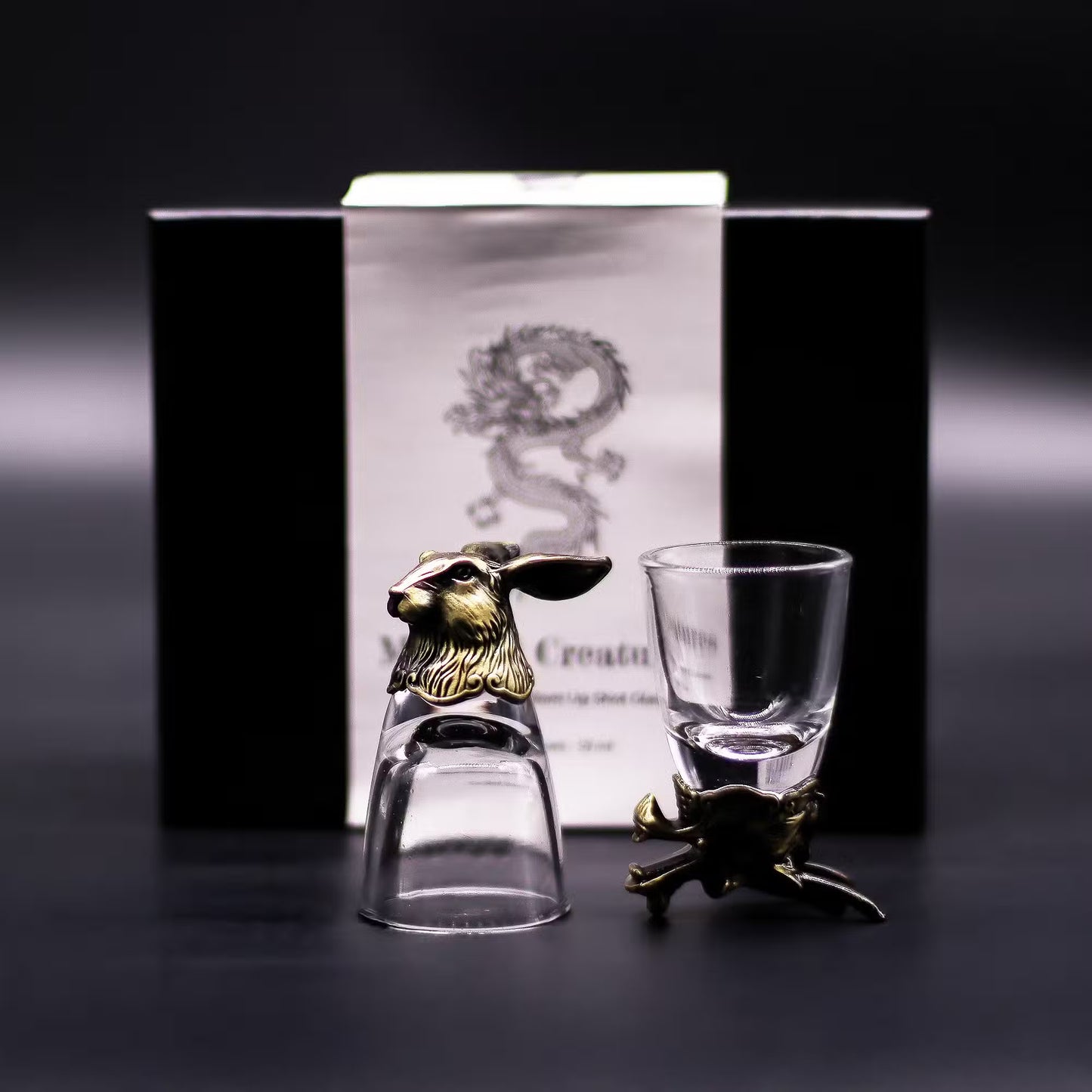 Gift Set of 6 Glasses (50ml) - Mystical Creatures - Antique Bronze
