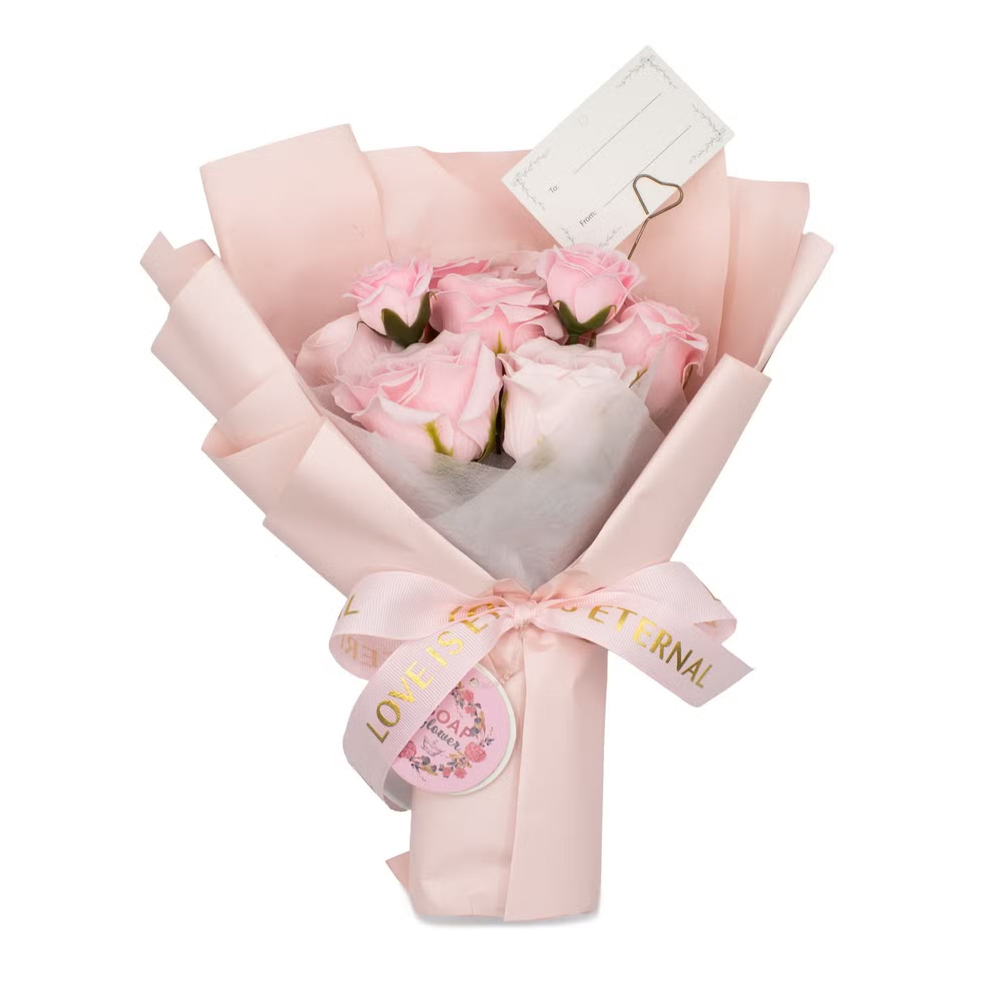 1x Large Pink Roses Bouquet - Love is Eternal - Gift Card