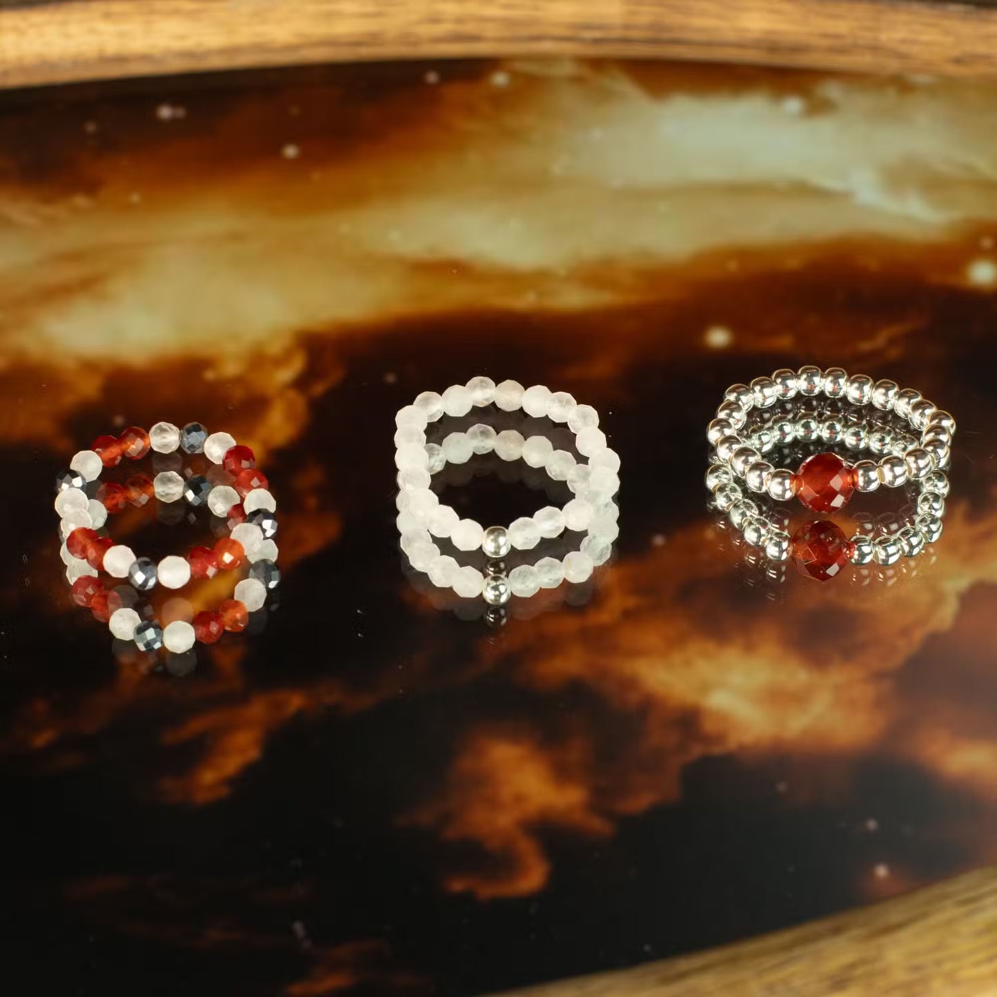 1x Nymph Spirit Gemstone Ring Set - Love & Flame