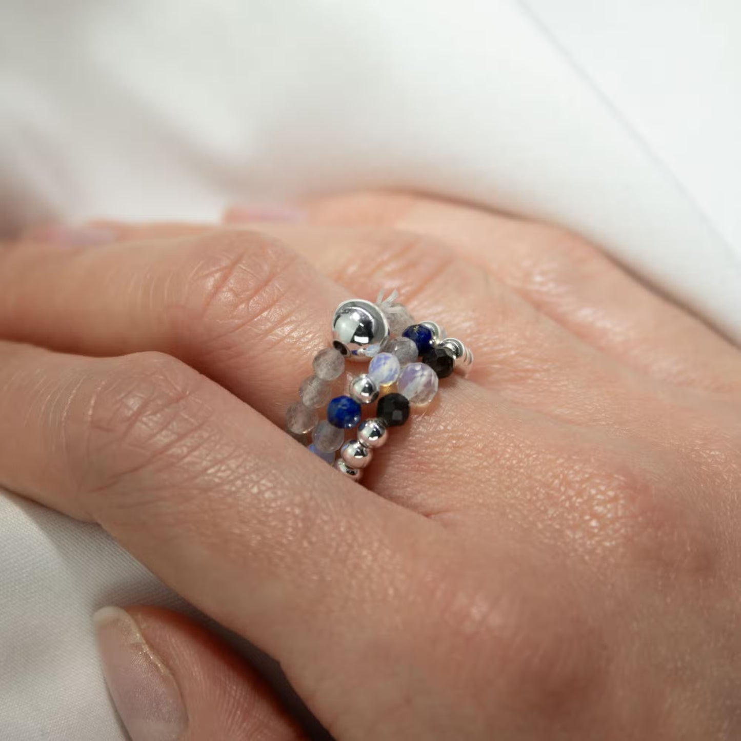 1x Nymph Spirit Gemstone Ring Set - Northern Lights