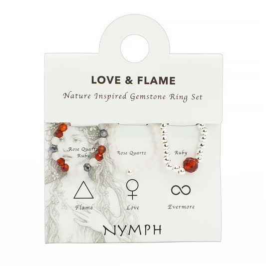 1x Nymph Spirit Gemstone Ring Set - Love & Flame