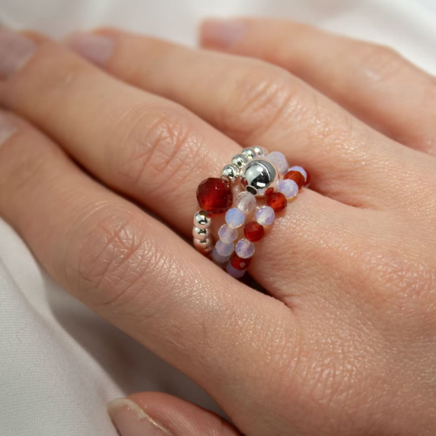 1x Nymph Spirit Gemstone Ring Set - Blood Moon