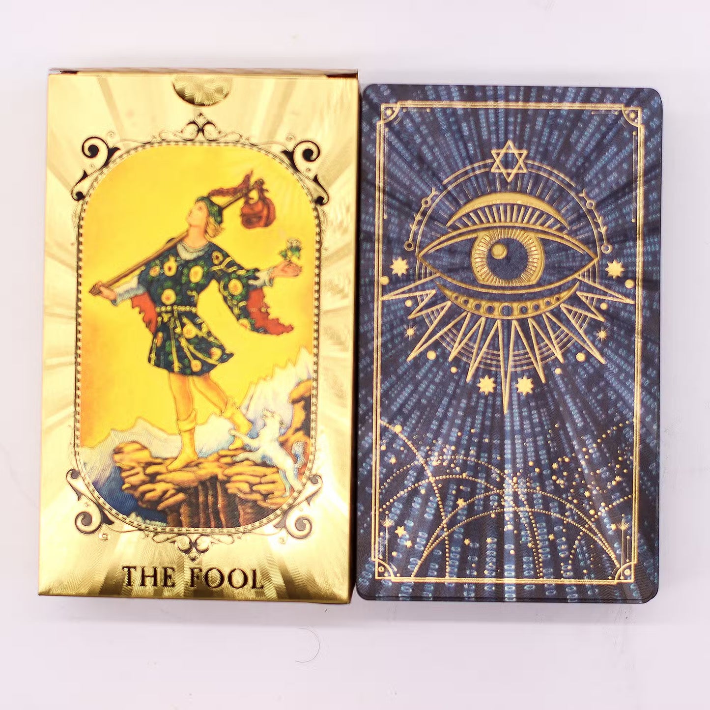 1x Blue & Gold Foil Tarot Card Set - All Seeing Eye - with booklet