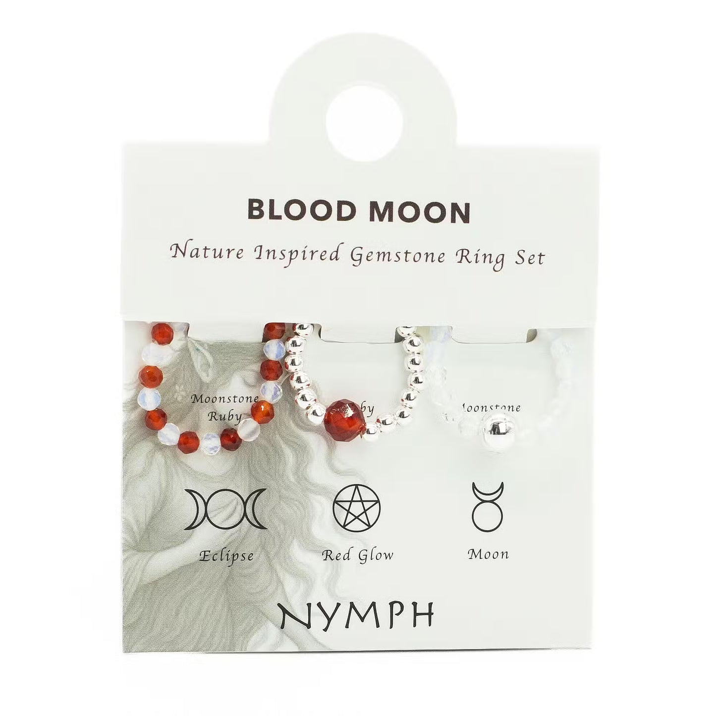 1x Nymph Spirit Gemstone Ring Set - Blood Moon