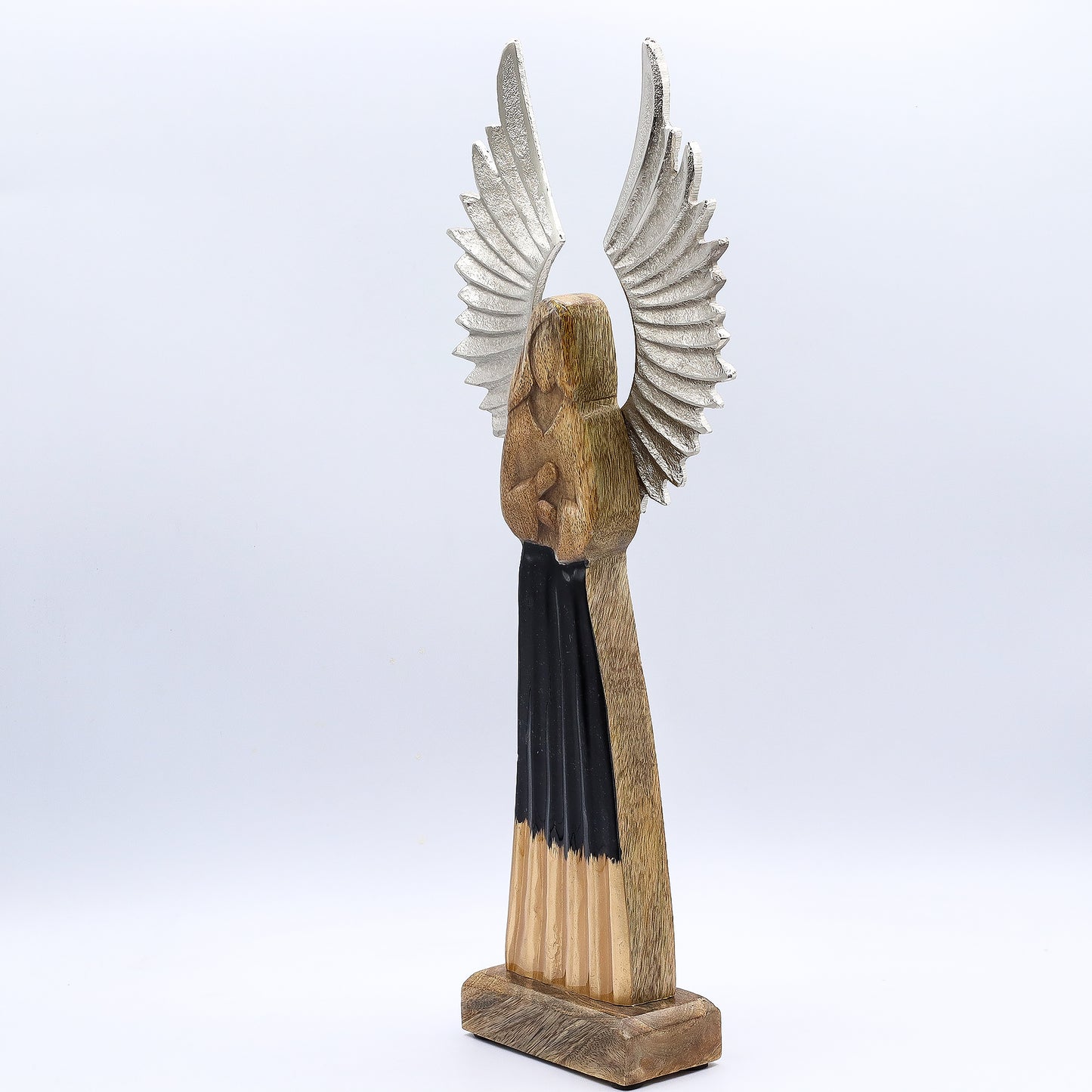 Large Mango Wood Gardian Angel Metal Wings & Enamel Detail
