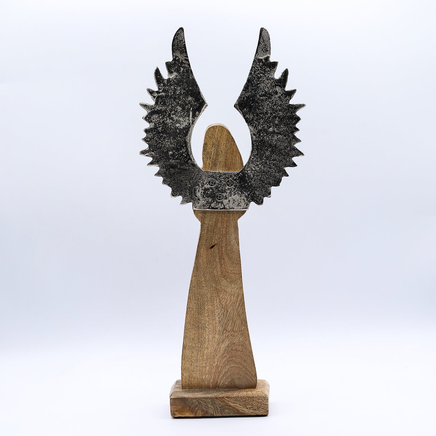 Large Mango Wood Gardian Angel Metal Wings & Enamel Detail